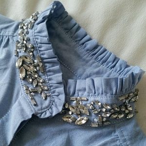 J. Crew Embellished Sleeveless Button-Front Top